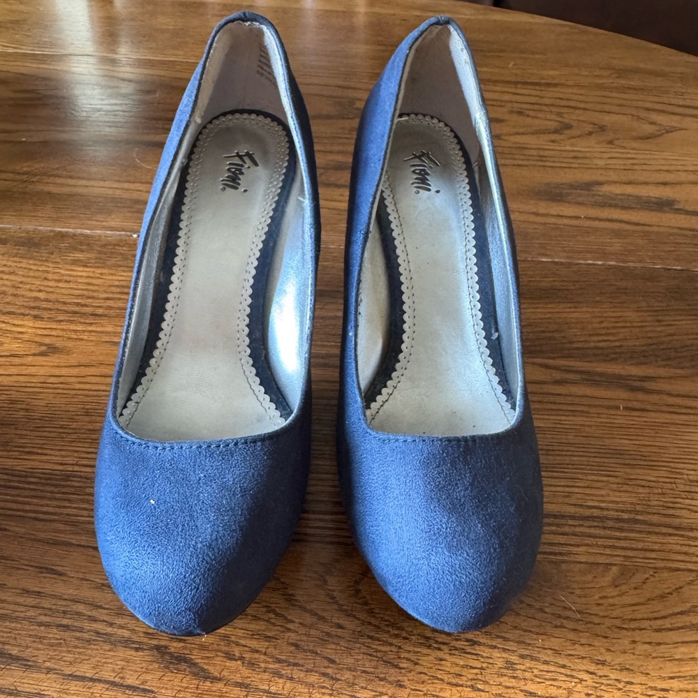 FIONI Clothing Blue Heels Suede-Like Finish